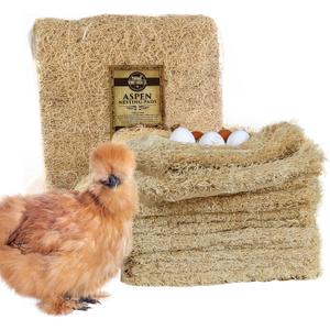 Natural Chicken Nesting Pads - 10 Pack - Aspen Excelsior Bedding Hen Nest Box Liners - USA Made - 13" x 13"