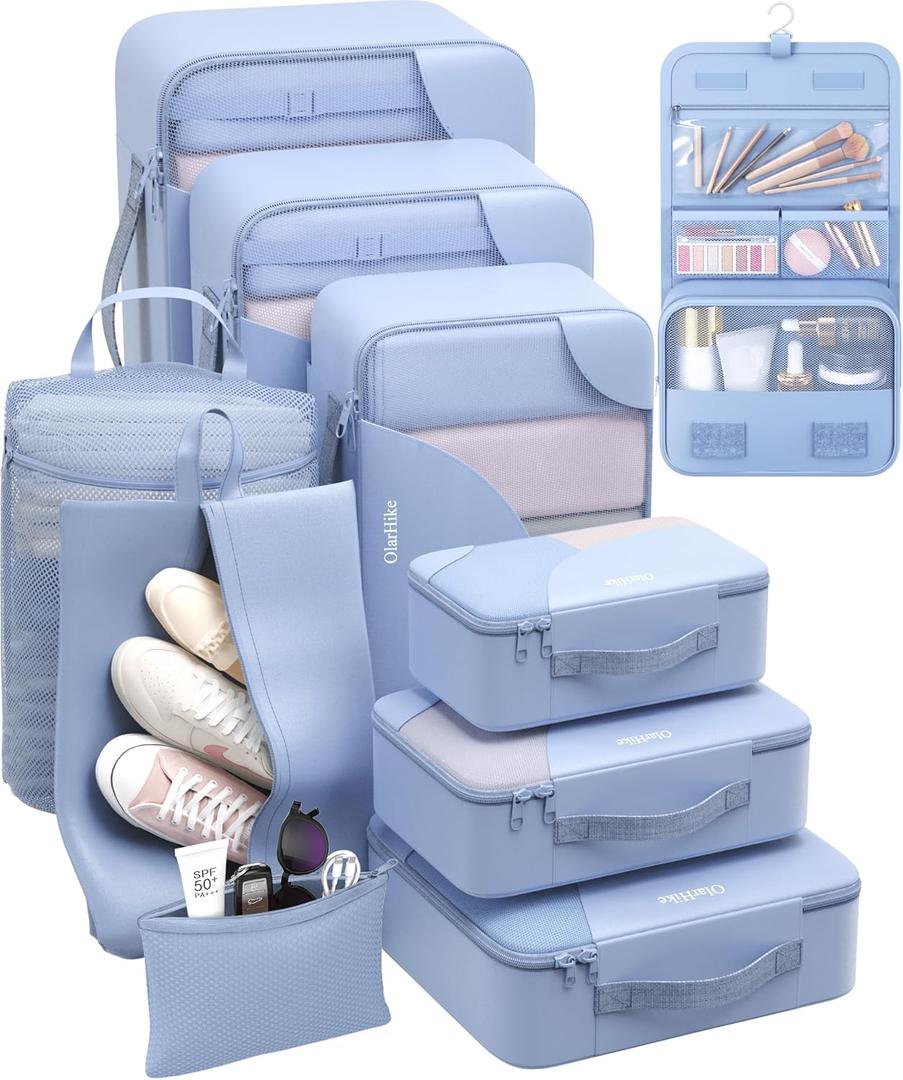 10 Set Packing Cubes for Travel, Gifts for Women Mom,Anti-Tearing Suitcase Organizer,OlarHike Vacation Essentials & Accessories for Cruise Ship