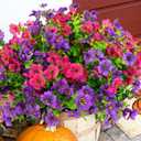 trytuny Artificial Flowers for Outdoor, UV Resistant Fake Silk Flowers, Realistic Faux Plants for Outside Indoor Porch Patio Window Box Planter Home Decor (14, Purple Rosy)