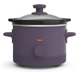 Bella 1.5 Qt Slow Cooker with 3 Heat Manual Control, Ceramic Nonstick Coating, Dishwasher Safe Stoneware Pot and Tempered Glass Lid, Tangle Free Cord Wrap & Cool Touch Handles, Plum