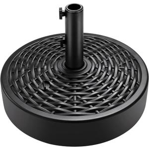 Best Choice Products Fillable Umbrella Base Stand, Round Faux Wicker Plastic Patio Umbrella Base Stand, Pole Holder for Outdoor, Lawn w/ 55lbs Weight Capacity, 2 Adjustment Knobs