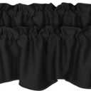 H.VERSAILTEX 2 Panels Blackout Curtain Valances for Kitchen Windows/Living Room/Bathroom Privacy Protection Rod Pocket Decoration Scalloped Window Valance Curtains, 52" W x 18" L, Black