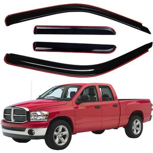 Lightronic Extra Durable Clip-on in-Channel Auto Vent Window Visors, Fits 2002-2008 Dodge Ram 1500, 2003-2009 Ram 2500 & 3500, Quad Cab, UV-Protect Rain Guards, Original Wind Deflector, Smoke, 4-Pcs
