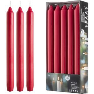 Red Taper Candles for Christmas - Set of 10 Dripless Candle Sticks - 9.5" Dinner Table & Home Decoration Candles - 8 Hour Burn Time