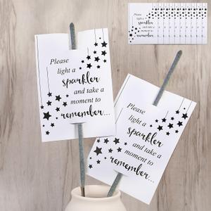 Outus 100 Pieces Memorial Sparkler Cards, No Sparkler - Celebration of Life Decorations Funeral Cards Double Sided for Birthday Anniversary Funeral Memorial Service(White)