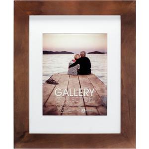 Malden 11x14 Matted Picture Frame, Made to Display 8x10 with Mat, Without Mat, Walnut
