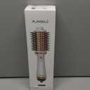 Plavogue Dual Voltage Blow Dryer Brush for European Travel,110V-240V Hot Air Brush with Volumizer, Negative Ionic Anti-Frizz - Styling Brush with Ceramic Coating for Long/Mid Hair Types, Oval Shape (White Gold)