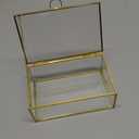 Hipiwe Vintage Glass Keepsake Box, Rectangle Jewelry Display Organize Vanity Lidded Box Home Decor Accent Decorative Box for Storage Trinket Rings Bracelet (Small, Gold)