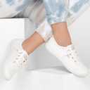 Skechers Women's Bobs B Cute Sneaker – Memory Foam, Flexible Outsole, Lightweight Vegan Shoes, White, 10