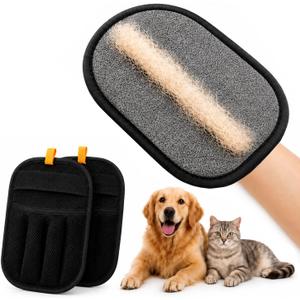 Pet Hair Remover Glove 2-Pack for Couch, Carpet, Bed & Clothing, Reusable Electrostatic Tool for Cat & Dog Hair