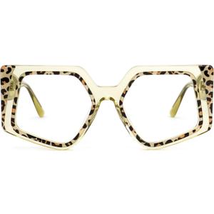 Zeelool Oversized Eyeglasses Frames for Women Geometric Blue Light Glasses Non Prescription Eyewear Frames (Tortoise-brown)