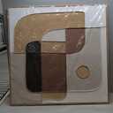 Earth Tone Beige Brown Abstract Wall Art, Mid Century Geometric Oil Painting, Framed Organic Shape Artwork for Living Room Bedroom Office 40x40 Inch