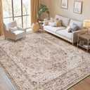 Lofus 8x10 Area Rugs for Living Room, Washable Area Rug, Rugs for Bedroom, Kitchen, Vintage Boho Carpet, Soft Non-Slip, Low Pile Large Area Rug for Office Dining Room, Vintage Beige Brown