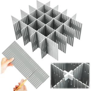 Blosssound 15 Pcs 5.12 Tall Drawer Divider Adjustable Drawer Organizer DIY Ultra Deep Storage Organizer Separator with Fixed Buckle for Underwear Socks Dormitory Office Kitchen Bedroom(Grey)