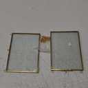 JUXYES Picture Frame, Set of 2 Brass Floater Frame, Golden Glass, 5 x 7 inches, Modern Art Design, Wall Hanging