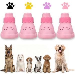 Dog Shoes for Hot Pavement and Snow - Waterproof, Non-Slip, Breathable Booties with Adjustable Straps for Small Medium, and Large Dogs (Pink, XS)