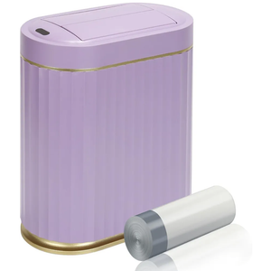 ELPHECO Bathroom Trash Can with Lid Butterfly, Motion Sensor Trash Can Bathroom Decor Automatic Garbage Can Wastebasket Bathroom Accessories, Kitchen, Living Room, Office, Purple Gold