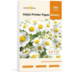 Glossy Inkjet Printer Paper Legal Size 8.5X14 Inch 30LB for Inkjet Printers Dye Ink for Brochure Flyer 40sheets 115GSM