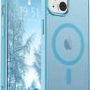 SUPFINE Magnetic for iPhone 15 Case (Compatible with MagSafe) (Military Grade Drop Protection) Translucent Matte Shockproof with Anti-Fingerprint Phone Case,Light Blue
