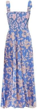 kinstell Women's Summer Boho Spaghetti Strap Square Neck Dress, Size L