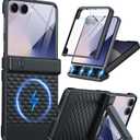 Magnetic for Samsung Galaxy Z Flip 7 Case [Hinge ProtectionKickstand][Compatible with MagSafe][Built-in Screen Protector] Full-Body Military Protection Phone Case for Samsung Z Flip 7 Black