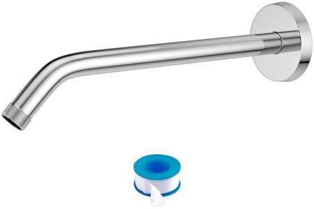 Lordear 8 Inch Shower Arm Extension Polished Chrome Stainless Steel Wall Mounted Long Shower Extender Arm with Flange for Fixed Shower Head