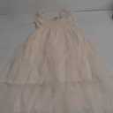 PRETTYGARDEN Womens 2025 Trendy Mini Summer Dresses Sleeveless Tulle Ruffle Square Neck Tiered Smocked Beach Vacation Dress (Apricot,Small)