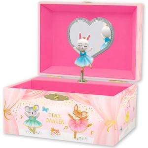Musical Ballerina Jewelry Box for Girls - Kids Jewelry Box with Spinning Ballerina, Easter Gifts for Girls, Ballerina Toys - 6 x 4.7 x 3.5 in
