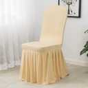 Dimatic Dining Room Chair Covers Set of 2, Stretch Parsons Slipcovers with Skirt Super Fit Spandex Chair Seat Protector Cover for Dining Room, Hotel, Ceremony (Champagne)