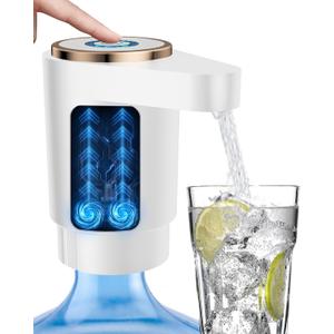 Water Jug Pump for 5 Gallon Bottle Portable Electric USB-C Charging Dispenser, Dual Powerful Motors, Fast Flow, Fits 2-5 Gallon Jugs Ideal for Home, Office, Camping, RV, White