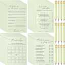 132 Pieces Wedding Shower Games Bridal Shower Favors for 30 Guests Including 120 Wedding Games Cards and 12 Pencils for Bride Groom Bachelorette Party Favor(Sage Green)