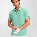 Obla Mens Golf Shirt Short Sleeve Dry Fit Collared Polo Shirts (Green, XL)