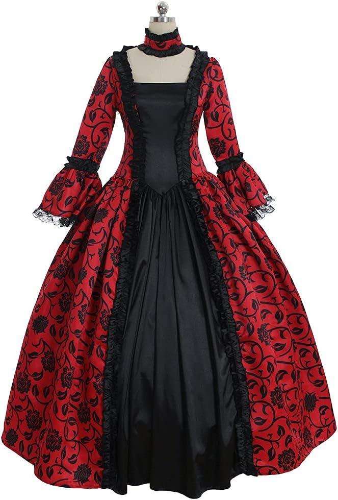 1791's Lady Women's Victorian Rococo Dress Inspiration Maiden Costume (XX-Large, Red)