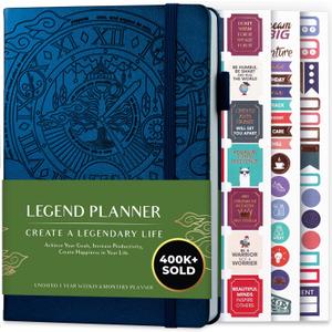 Legend Planner  Weekly & Monthly Life Planner to Hit Your Goals & Live Happier. Organizer Notebook & Productivity Journal. A5 (Mystic Blue) (A5 (5.5'' x 8.3''))