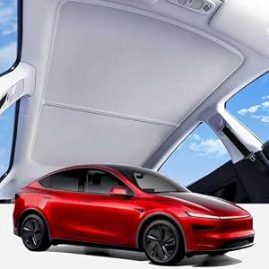 LOWEEY 2026 Upgraded Tesla Sunshade Roof, UPF200+ Roof Sunshade with Storage Bag, No-Sag & No-Gaps Heat Insulation Foldable Glass Roof Sun Shade, Tesla Model 3 Accessories MY20-23 Gray