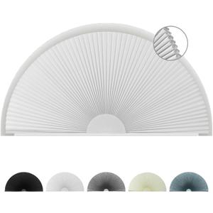 Blackout Half Circle Window Shade No Drill Thermal Arched Cellular Half Moon Black Out Honeycomb Blinds for Home Indoor Windows (White, 36" W x 18" H)