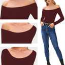 Off The Shoulder Tops for Women Sexy Long Sleeve T Shirts Slim Fitted Tee Going Out Tops Casual 2025 (L)