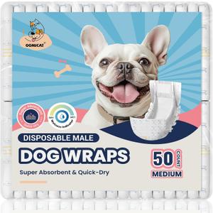 Disposable Dog Diapers Male M, Breathable Male Dog Wraps with Color Change Strip, Durable Belly Bands for Male Dogs Medium Breeds