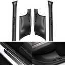 Topfit for Tesla Model Y Door Sill Protector 5 Seater (NOT Fit 7 Seater) Carbon Fiber Front and Rear Door Car Pedal Kick Protection Strip Styling Covers Accessories(4 Packs)
