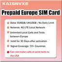 Prepaid SIM Card for Europe Travel - 10GB in UK / 6GB 4G High Speed Data Roaming in 71 Europen Countries for 30 Days, Unlimited Calls & Texts with UK Phone Number, No Need Activation,Plug and Play