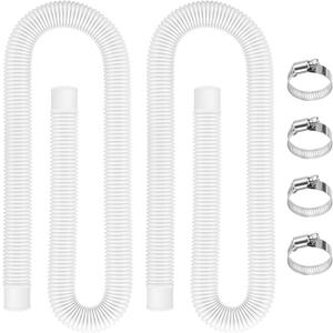 Pool Hoses for Above Ground Pools 1.5" Diameter x 59" Long, 2 Pack 1.5 Inch Above Ground Pool Hose Replacement Compatible with Intex Coleman Surface Skimmer, Filter Pump Hose, with 4 Metal Clamps