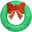 48Inch 4FT Large Christmas Wreath - Outdoor Christmas Wreaths with LED Lights, Xmas Decorations for Door Outdoor Indoor Wall Home - Green