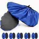 5 Pairs Non Slip Reusable Shoe Covers Waterproof Washable Boot Covers Durable Dustproof Booties Cover For Indoors Household Travel Floor Carpet Protection (Large) (Blue)