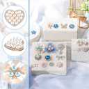 Giegxin 48 Pcs Rhinestone Buttons for Crafts Faux Pearl Embellishments Button Butterfly Flower Vintage Brooch for Wedding Decorations Jewelry Making DIY Clothes Bags Shoes Supplies(Blue)