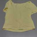 ForeFair Womens Square Neck Going Out Crop Tops Double Lined Tshirts Summer Short Sleeve Tight Tees (Yellow, S)