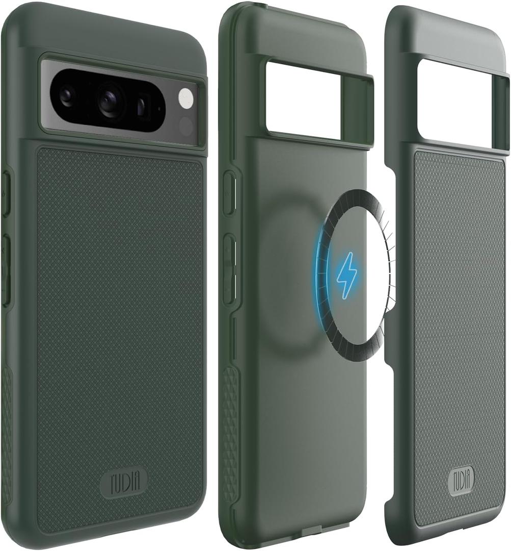 TUDIA MergeGrip [Magsafe Compatible] Designed for Google Pixel 8 Pro Case (2023) - Dual Layer [Military Grade] Shockproof Slim Rugged Tough Heavy Duty Phone Cases - Pine Green