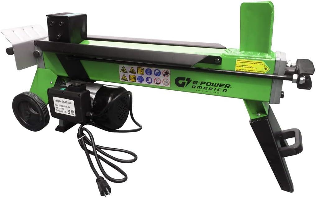 G-Power Electric Log Splitter, 5 Ton-1500 Watt, Power Wood Splitter with Hydraulic Ram, Horizontal Electric Wood Splitter for Firewood Splitting Forestry