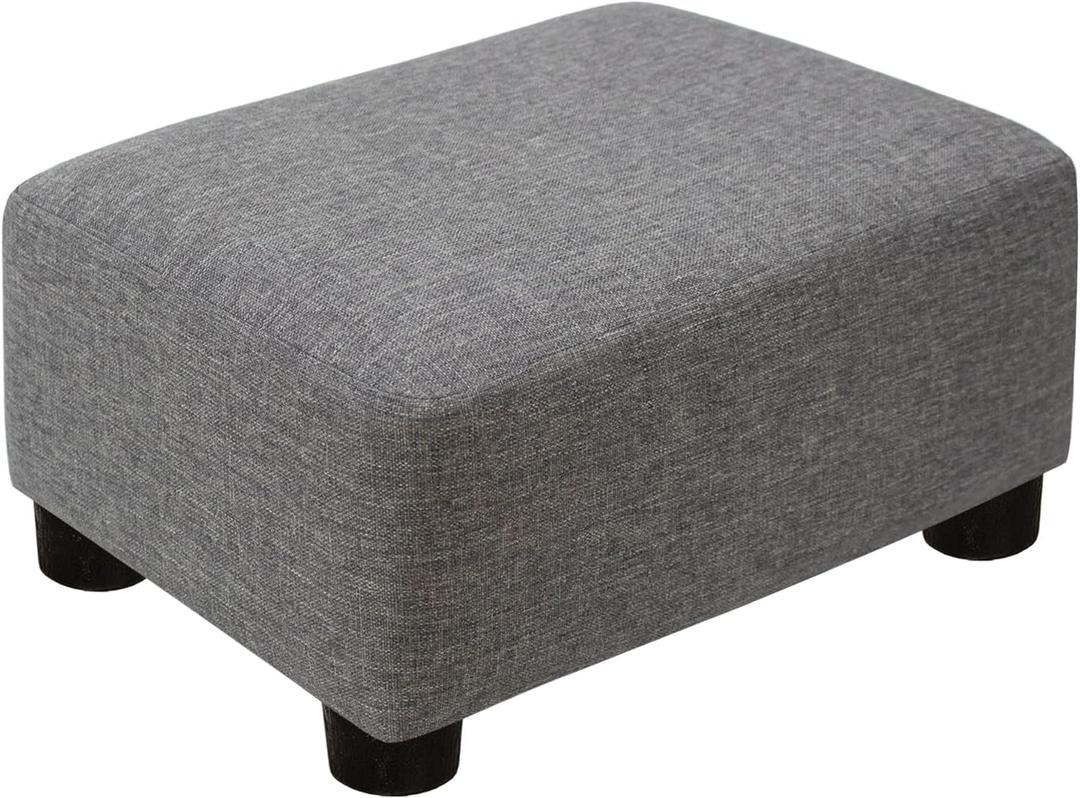 CAROLMADE Small Foot Stool Ottoman Footstool with Legs Under Desk Footrest for Living Room Bedroom and Office,Linen-Grey (11"D x 15.4"W x 8.3"H)