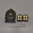 Resin Fairy Door & Window Set with Glow in The Dark Windows, Miniature Sculpture for Trees, Outdoor Decor Accessories