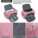 XQXA Extra Large Capacity Pencil Case Organizer, Multifunctional Pencil Pouch with Compartmens, Travel Simple Stationery Bag, Nylon Pencil Bag for Adults (Pink)